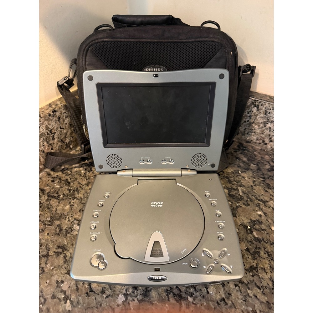 Durabrand PDV-705 7 inch Portable DVD Player Silver Black with Philips Case